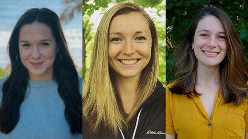 Fall Conservation Interns. A composite image of three portraits of young women smiling.